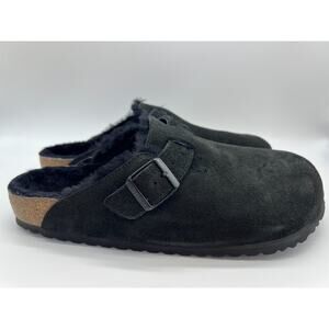 Birkenstock Boston Shearling Black Suede Leather Men's Size 11 New